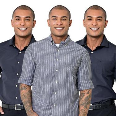 Imagem de Kit 3 Camisas Social Masculina Variadas Manga Longa Camisaria Colombo,