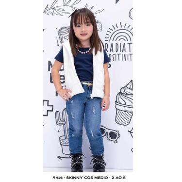 Imagem de Calça Infantil Menina Skinny Médio Max Denim Kids Tam 02 ao 08 - Ref 9