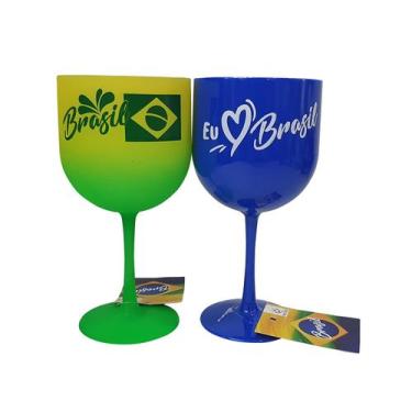Imagem de Taça de Gin Kit 2 Taças Plástico Brasil Copa do Mundo 580 mL - Cebola
