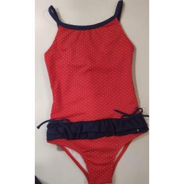 Imagem de Maiô Infantil Com Babado - Aqua Lake, Vermelho, 04 anos