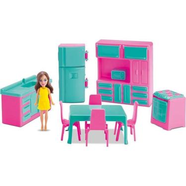Imagem de Casinha de Boneca Coleção Judy Cozinha Completa com Utensílios e Acessórios Samba Toys