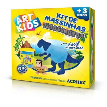 Imagem de Kit Massa para Modelar Criativa Art Kids Dinossauro 2 com Peças Plásticas Azul Acrilex