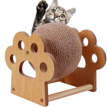 Imagem de Arranhador para Gatos Braslu BSL3897 com Bola de Sisal Formato Gatinho Bege 1 Unidade