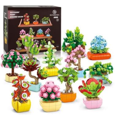 Imagem de Blocos de Montar BIZNESMEN 1255 Peças Kit DIY de Suculentas