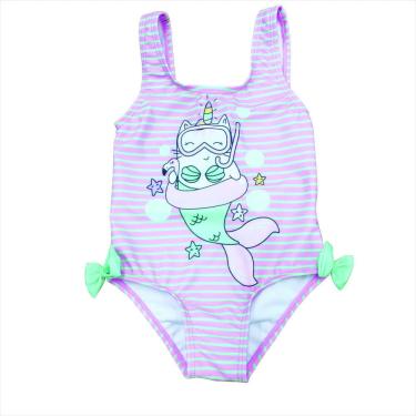 Imagem de Maiô Infantil Unicórnio Sereia Basic+ Poliéster e Elastano Com Laço