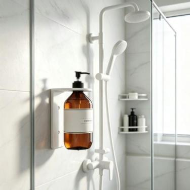 Imagem de Suporte Dispensador De Frasco Líquido Para Banheiro Aço Inox, Pia, Box