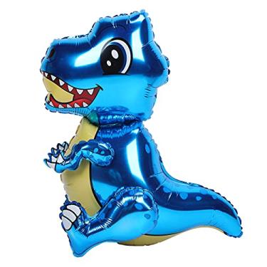 Imagem de Balões de dinossauro, balões coloridos em forma de dinossauro durável reutilizáveis ​​para aniversário(azul)