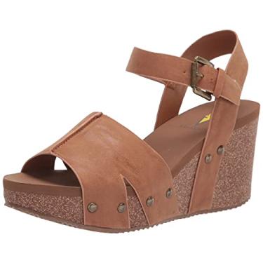 Imagem de Volatile Sandália anabela feminina com tira no tornozelo, Bronzeado, 11