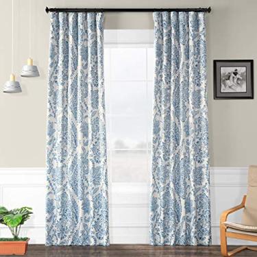 Imagem de HPD Half Price Drapes Cortinas de escurecimento de quarto impressas para quarto, sala de estar 50 X 108 (1 painel), BOCH-KC16072-108, Tea Time China Blue