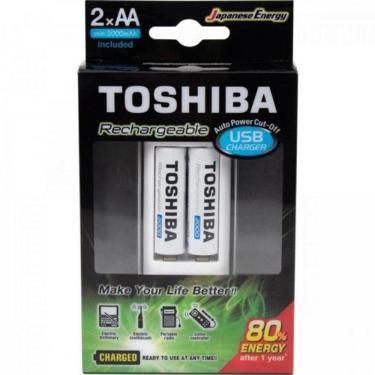 Imagem de Carregador Pilha Usb 2 Pilhas Aa/Aaa .2.000 Mah Com 2