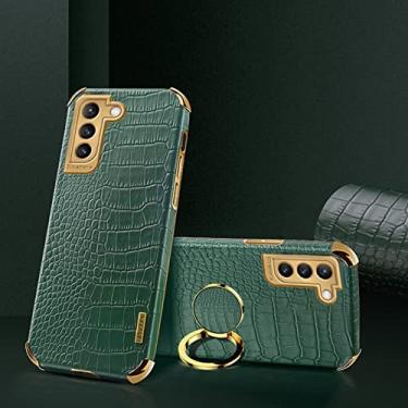 Imagem de Yepda Capa de Crocodilo Textura para Samsung Galaxy S22 Luxo Couro Capa Suporte de Anel de Rotação de 360 Graus Anti Impacto com Proteção de Câmera protetora à prova de choque 6.1 polegadas, Verde