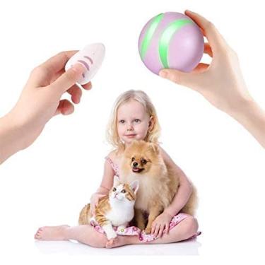 Imagem de Brinquedos interativos para gatos bola Wicked Ball para gatos de interior, controlo remoto, rotação automática de 360° e recarregável por USB com 3 modos interativos e 5 luzes LED intermitentes Di