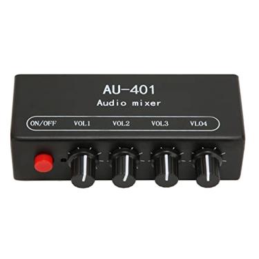 Imagem de Mixer de áudio, 4 em 1, controle de volume independente, soquete estéreo de 3,5 mm, misturador de linha de amplificação, antiinterferência, caixa de metal durável, mini mixer