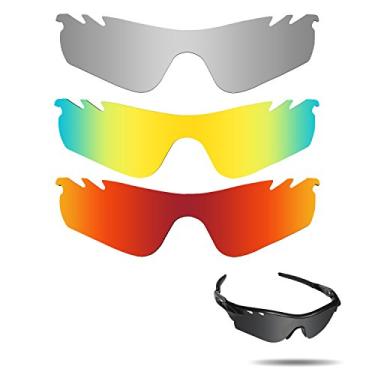 Imagem de Fiskr Lentes polarizadas de substituição para óculos de sol Oakley RadarLock Path Vented(OO9181) com resistência a impactos, proteção contra raios UV e proteção multifuncional (prata, vermelho e