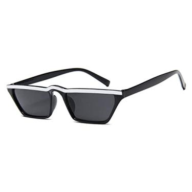 Imagem de Óculos de sol pequenos retrô na moda feminino olho de gato óculos de sol masculino vintage moda de rua óculos de sol de luxo tons frios, branco preto cinza, tamanho único