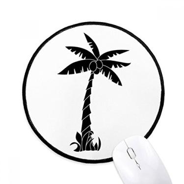 Imagem de DIYthinker Planta coqueiro contorno preto mousepad desktop escritório tapete redondo para computador