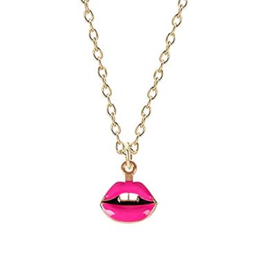 Imagem de CNBPIC Glamour Lady Joias Lábios Vermelhos Pingente Colar Nightclub Bar Cadeia Joalheria Presente