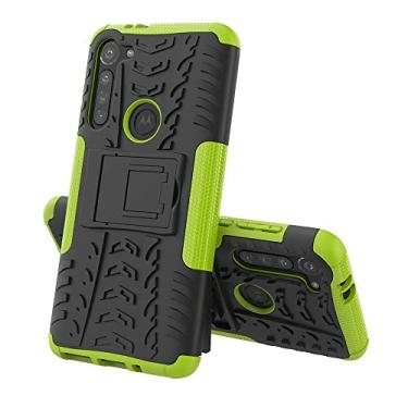 Imagem de Capa protetora de capa de telefone compatível com Moto G8 Power, TPU + PC Bumper Hybrid Militar Grade Rugged Case, Capa de telefone à prova de choque com mangas de bolsas de suporte (Cor: Verde)
