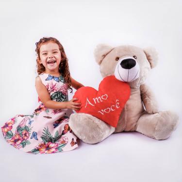 Imagem de Urso Grande De Pelúcia 60cm Teddy Bear Com Coração Personalizado Te Amo Mil Milhões