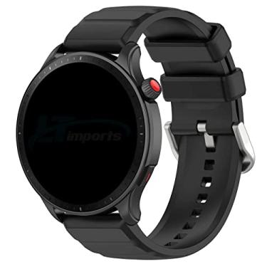 Imagem de Pulseira 22mm Classica LTIMPORTS, Compatível Com Amazfit GTR 4, 3, 3 Pro, 2, 47mm, Stratos 2 2S 3 (Preto)