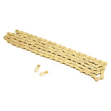 Imagem de Corrente de câmbio de bicicleta, corrente de bicicleta dourada de aço de alto carbono 980kg resistência à tração para bicicleta de montanha