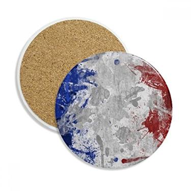 Imagem de Caneca porta-copos com bandeira da França com a cultura da cidade do campo, pedra absorvente de proteção de mesa