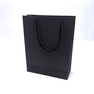 Imagem de 10 Sacolas para Papelaria, Eventos, Brindes e Artesanato: 25x20x8 cm (Preta)