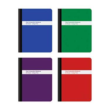 Imagem de Oxford Caderno de composição poli, pacote com 4, papel pautado universitário, 24 x 19 cm, 80 folhas, cores sortidas: azul, verde, roxo, vermelho (64958)
