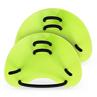 Imagem de Pás de natação de silicone Cintas para esportes aquáticos seguros Nadadeiras manuais Luvas de mergulho para piscinas Pás de natação nadadeira de mão (Verde)