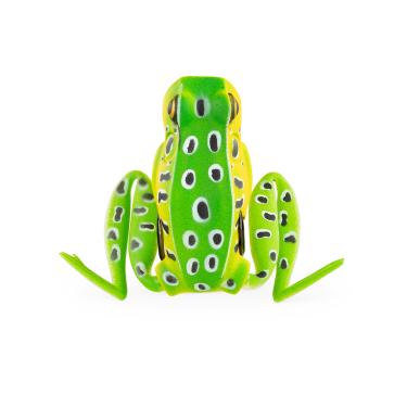Imagem de Lunkerhunt Isca de pesca de sapo para pesca de robalo | Popping Frog 14,2 g | Isca de pesca Topwater com anzóis sem ervas daninhas, corpo oco (leopardo)