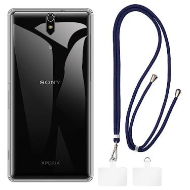 Imagem de Shantime Capa Sony Xperia C5 + cordões universais para celular, pescoço/alça macia de silicone TPU capa protetora para Sony Xperia C5 Ultra (6 polegadas)