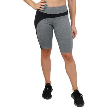 Imagem de Bermuda Running Life Com Bolso - Ace Mescla e Preto - G-Feminino