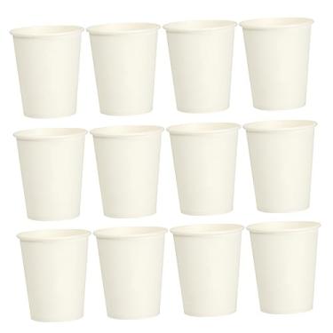 Imagem de HAPINARY 100 Unidades de papel caneca de café com tampa xícaras de café com tampas copos de papel para bebidas copos descartáveis engrossar de bebida para viagem branco
