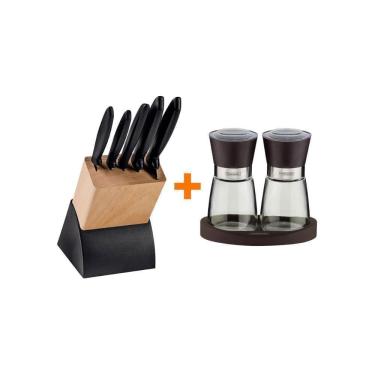 Imagem de Kit - Faqueiro Plenus 6 Peças + 1 Moedor De Sal E Pimenta Em Cerâmica E Vidro - Tramontina