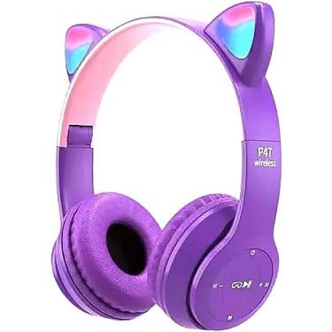 Imagem de Headphone Headset Gatinho infantil Orelha De Gato Com Led Fone De Ouvido KA-920 (Roxo)