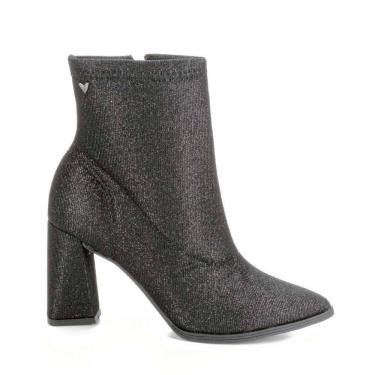 Imagem de Bota Feminina Casual Cano Baixo Salto Bloco Alto Bico Fino com Brilhos Mississipi Q8503