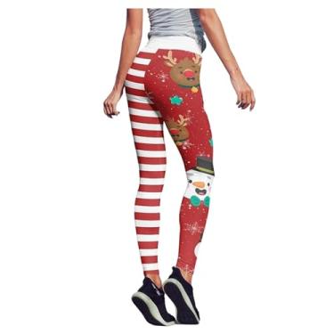 Imagem de Leggings Femininas Boneco De Neve Listra De Alces Calças De Ioga Estampadas De Natal Perneiras De