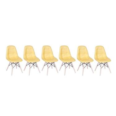 Imagem de Conjunto Com 6 Cadeiras Eames Eiffel Botonê - Amarelo - Abra Casa