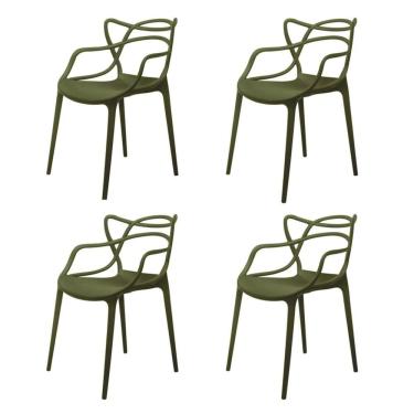 Imagem de Conjunto com 4 Cadeiras para Sala de Estar Berrini Verde Militar