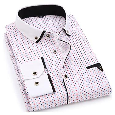 Imagem de Men's Long Sleeve Shirt Print Slim Fit Dress Shirt Men's Soft And Comfortable Shirt (Color : SH216, Size : Asian Size 8XL or 48)