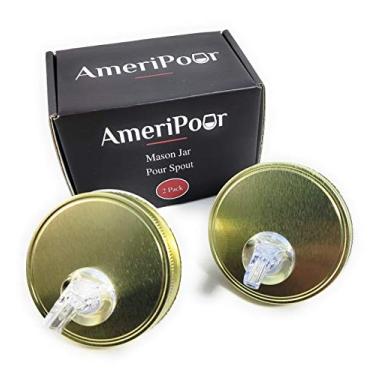 Imagem de AmeriPour – Jarra Mason de boca larga para luar e uísque – Feito 100% nos Estados Unidos. Bico de jarra de fluxo livre que não vaza. Sem rachaduras, apenas um despejo perfeito sempre. Pacote com 2