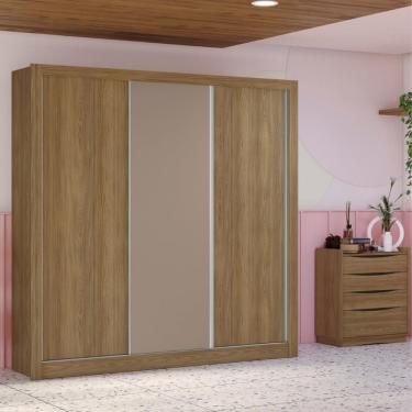 Imagem de Guarda Roupa Casal 3 Portas de Correr 2 Gavetas M570 Kappesberg - Nogueira/Fendi