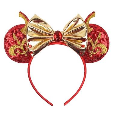 Imagem de WW-WONDERFULWORLD Bandanas de orelhas de Minnie com lantejoulas brilhantes, para fantasia de princesa de desenho animado e festa cosplay, Falling in Love, Adjustable