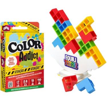 Imagem de Jogo de Cartas Color Addict Equili Tetris Kit Jogos Mesa Tabuleiro Brinquedo Família