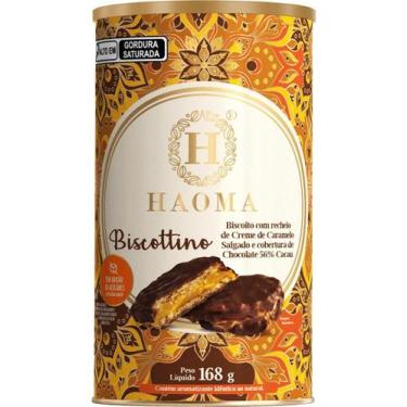 Imagem de Biscottino Haoma Recheado Caramelo Salgado Coberto Chocolate 56% Cacau