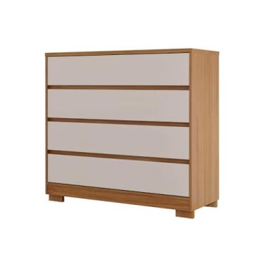 Imagem de Robel Móveis - Cômoda Com 4 Gavetas 100% MDF Camarú com Pérola - Miray - Robel Móveis