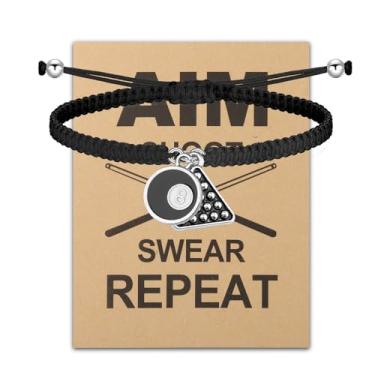 Imagem de CHOORO Pulseira de bola de bilhar, presente para jogador de bilhar, bola de sinuca, 8 bolas da sorte, presente para amantes de bilhar, 3.5, liga metálica, Liga metálica.