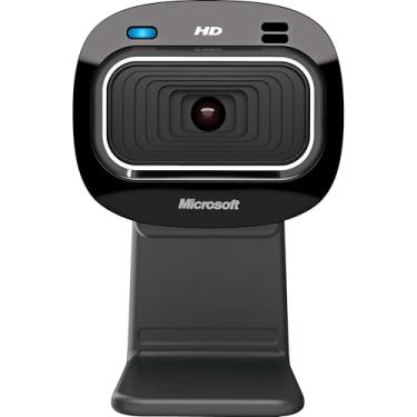 Imagem de Microsoft LifeCam HD-3000 para empresas com microfone embutido com cancelamento de ruído, correção de luz, conectividade USB com base de fixação universal, para chamadas de vídeo no Microsoft