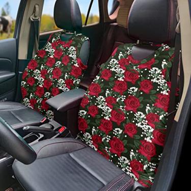 Imagem de GOSTONG Colete de capa de assento de carro com estampa de rosa vermelha, antiderrapante, protetor de cinto durável para homens e mulheres