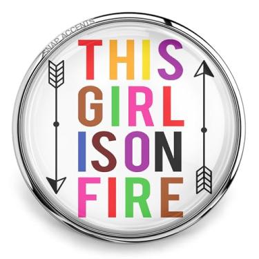 Imagem de "This Girl is On Fire" – Botão de pingente de gengibre com citação colorida de 18 mm para colares, pulseiras, chaveiros, pequeno, vidro, encaixe, Small, Vidro, snap